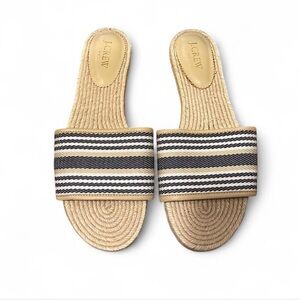 J.Crew Striped Flat Espadrille Slide Style Sandals 10